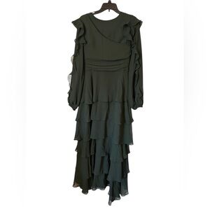 Elegant Green Ruffle Dress Veiled Collection NWT Size small